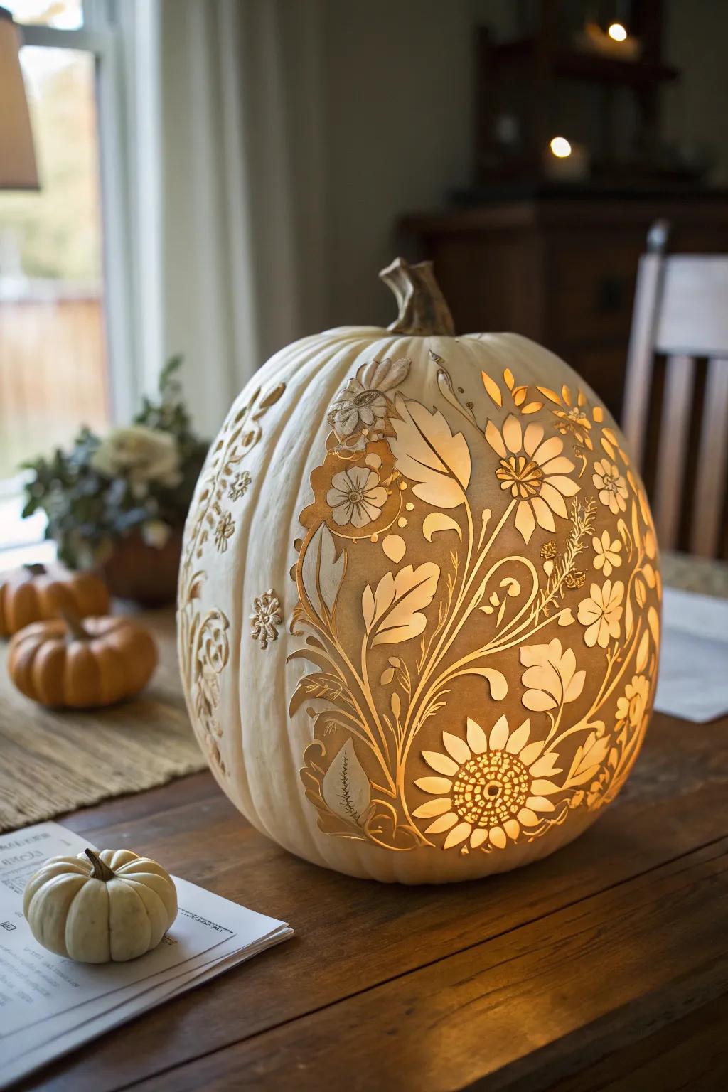 A refined botanical dream gourd, incorporating sophistication into Halloween decorations.