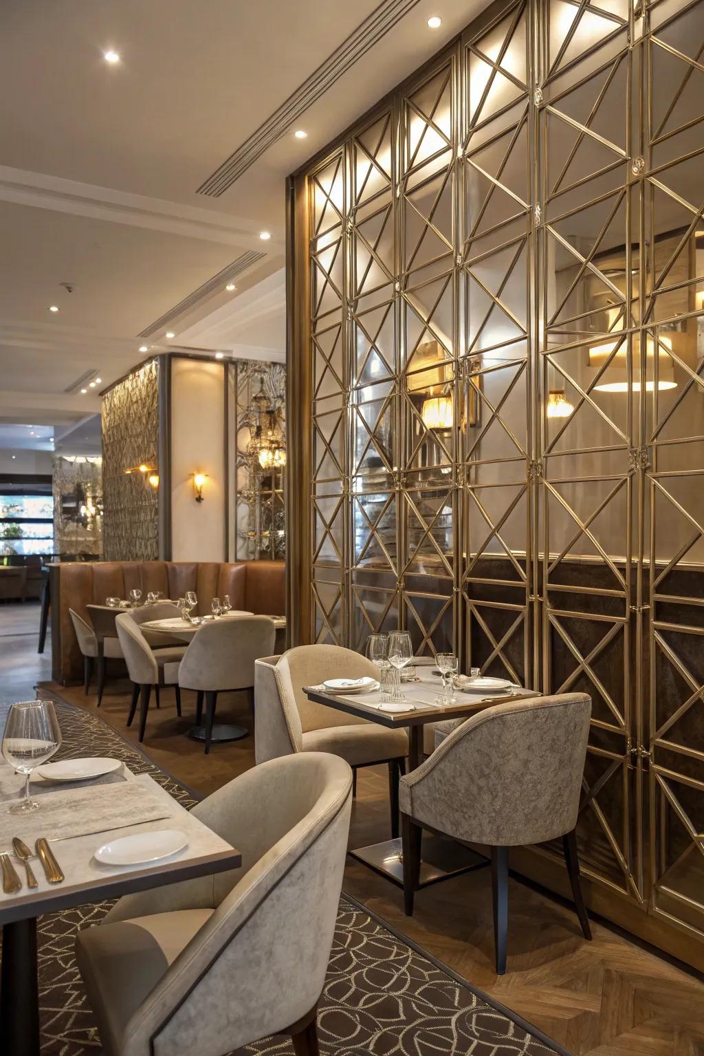 Elegance and shine are brought to geometric designs with metallic accents.