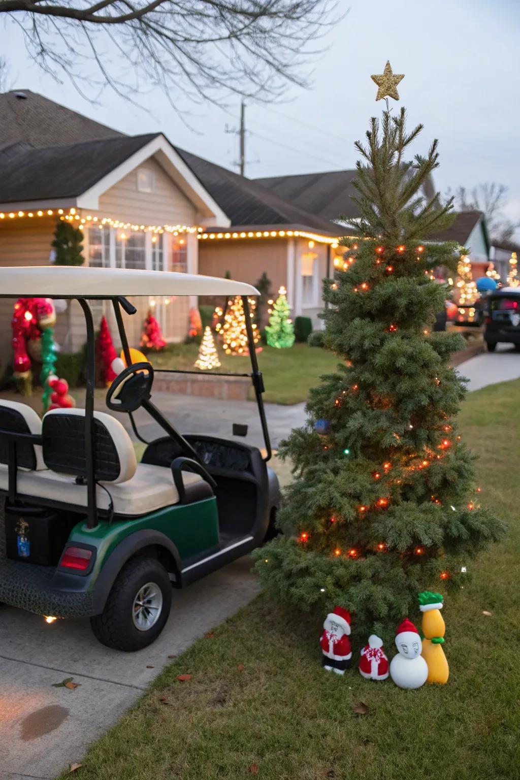 Taking the Christmas tree along for the adventure.