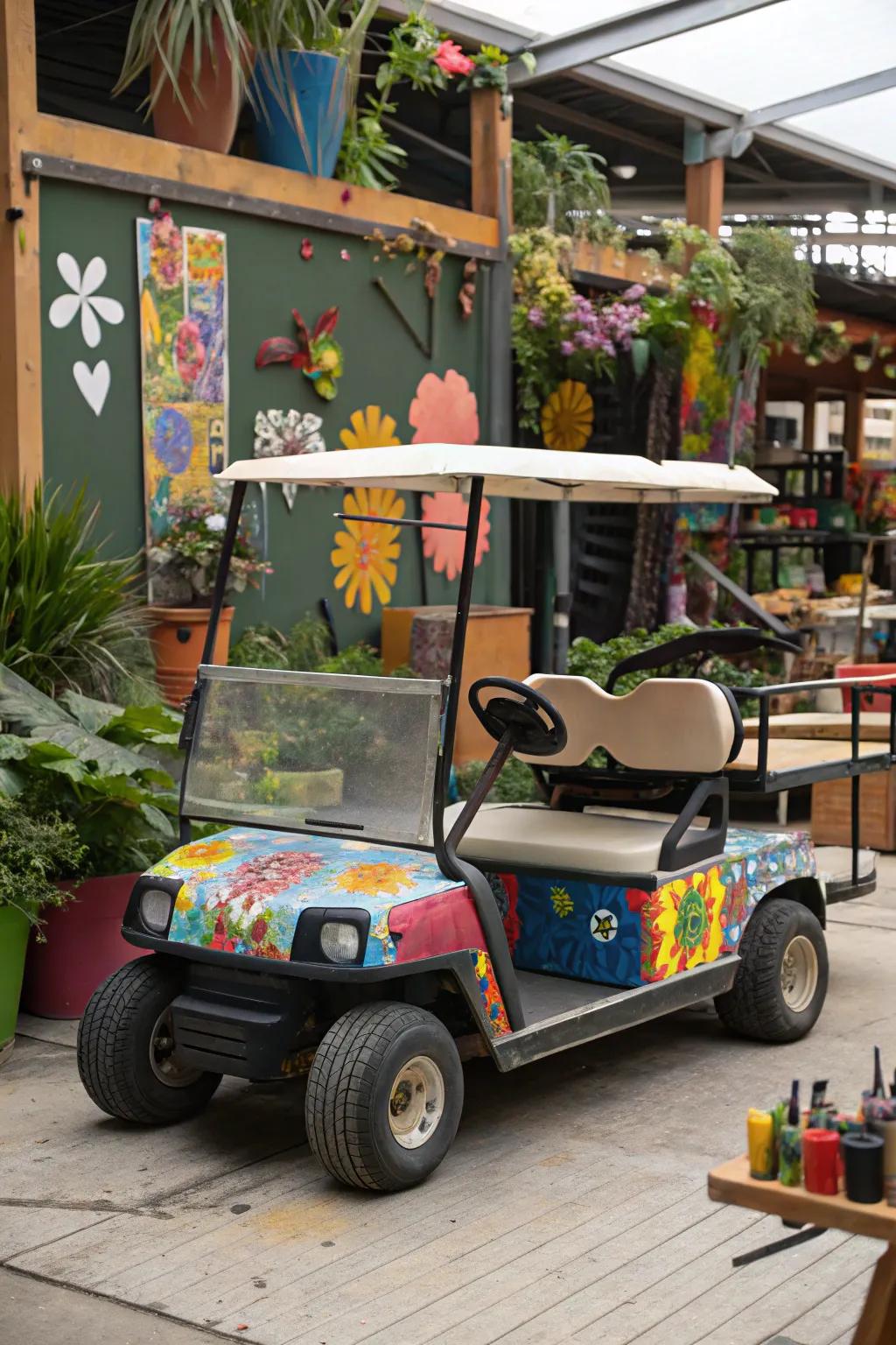 Express your creativity with DIY artistic flair on your golf cart.