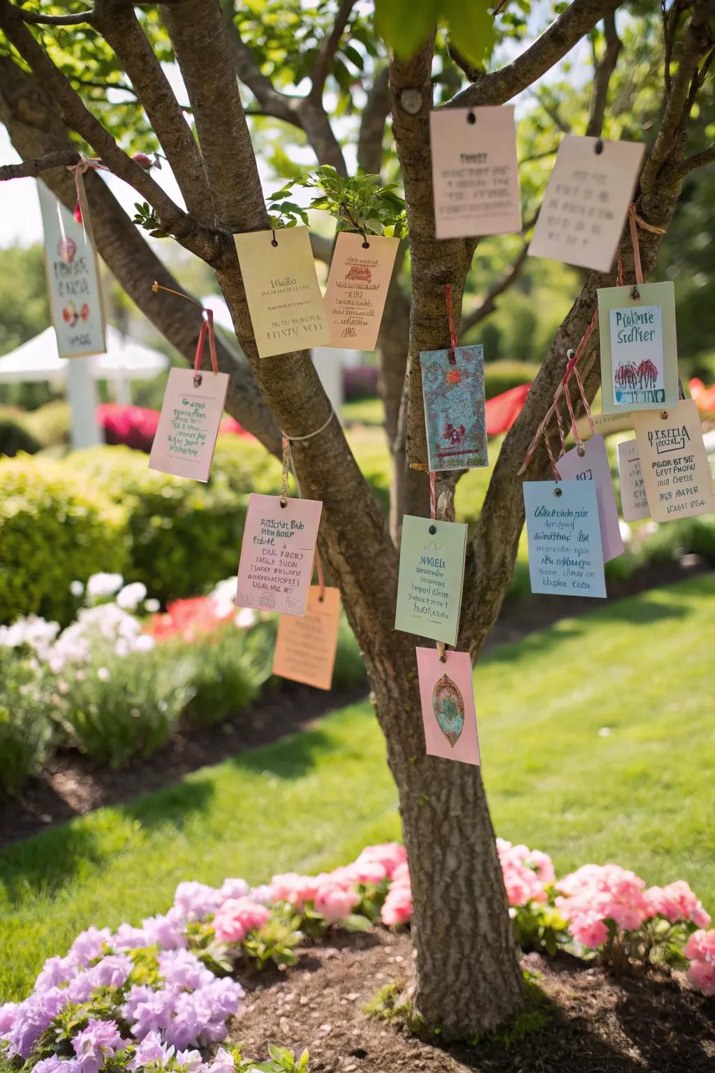 Words of wisdom: A guidance arborescence filled with heartfelt messages for the graduate.