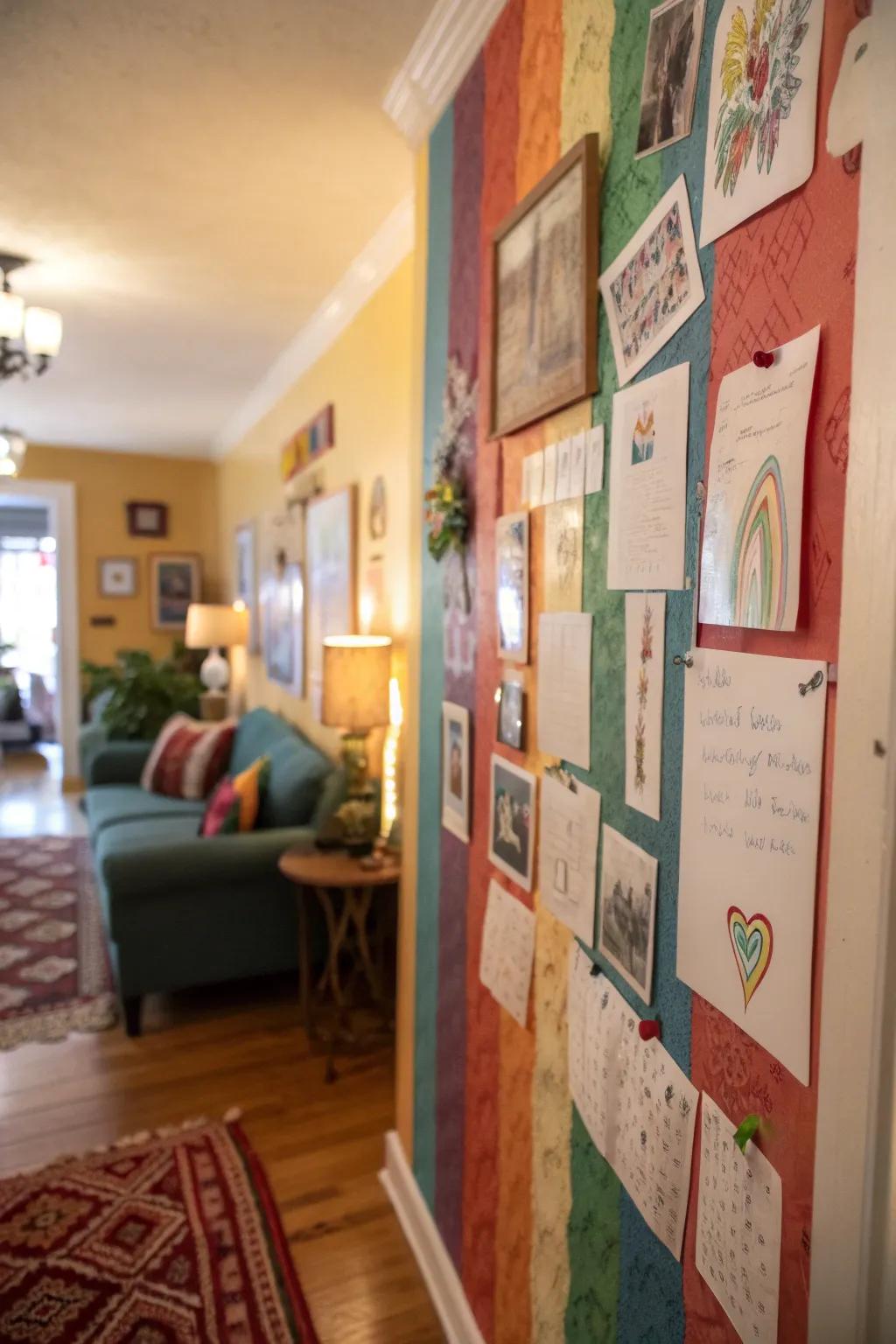 A gratitude wall featuring an artistic flourish through sketches.