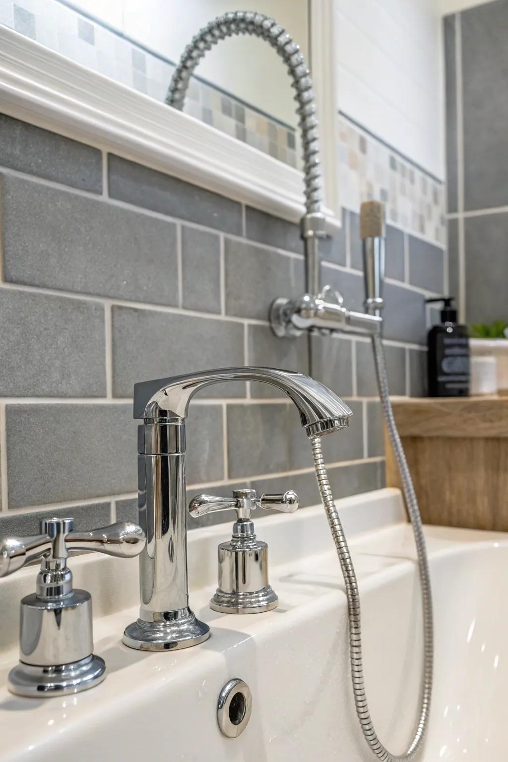 Chrome elements contribute a refined, contemporary element.