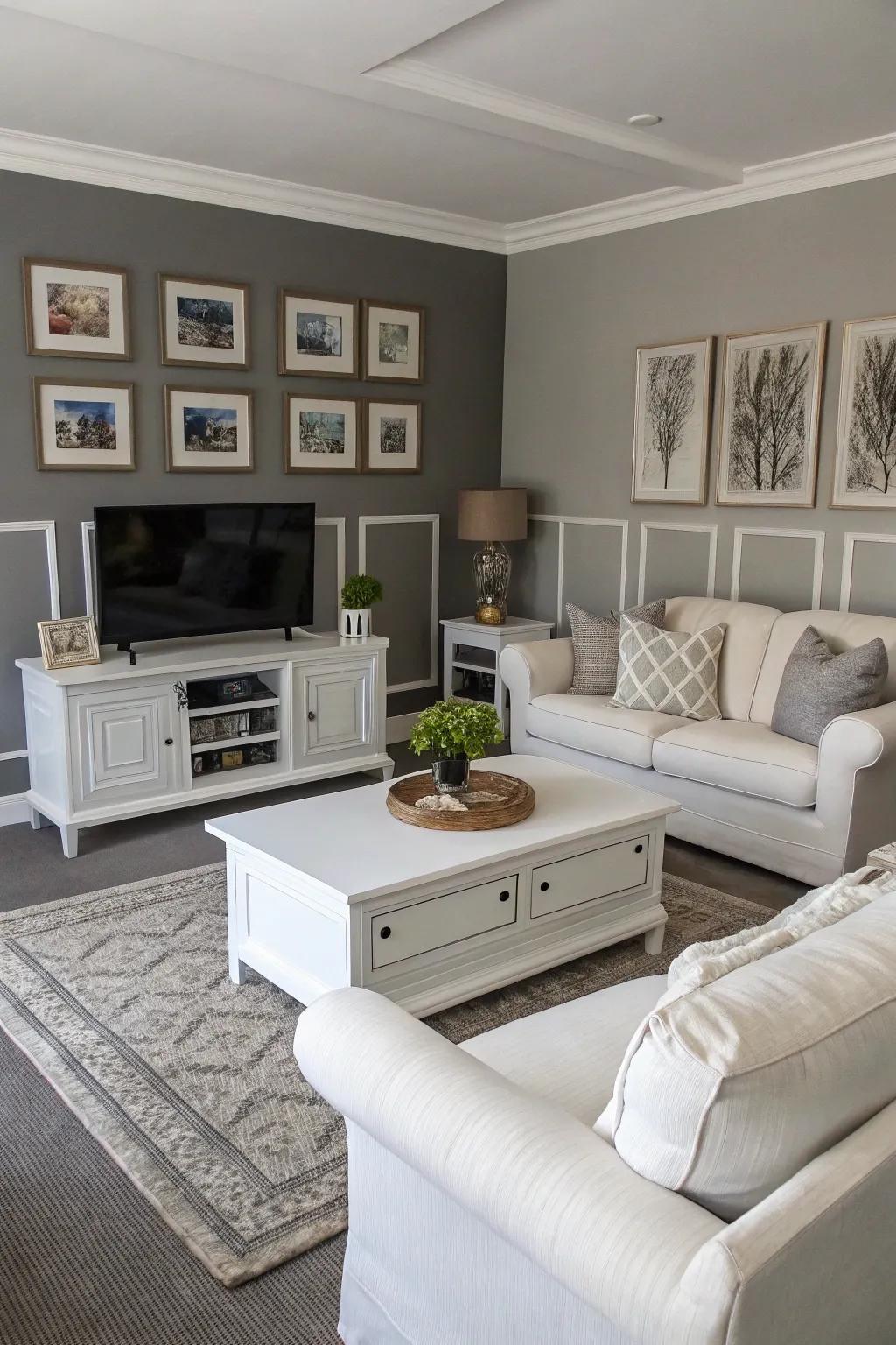 White details balance and lighten a gray space.