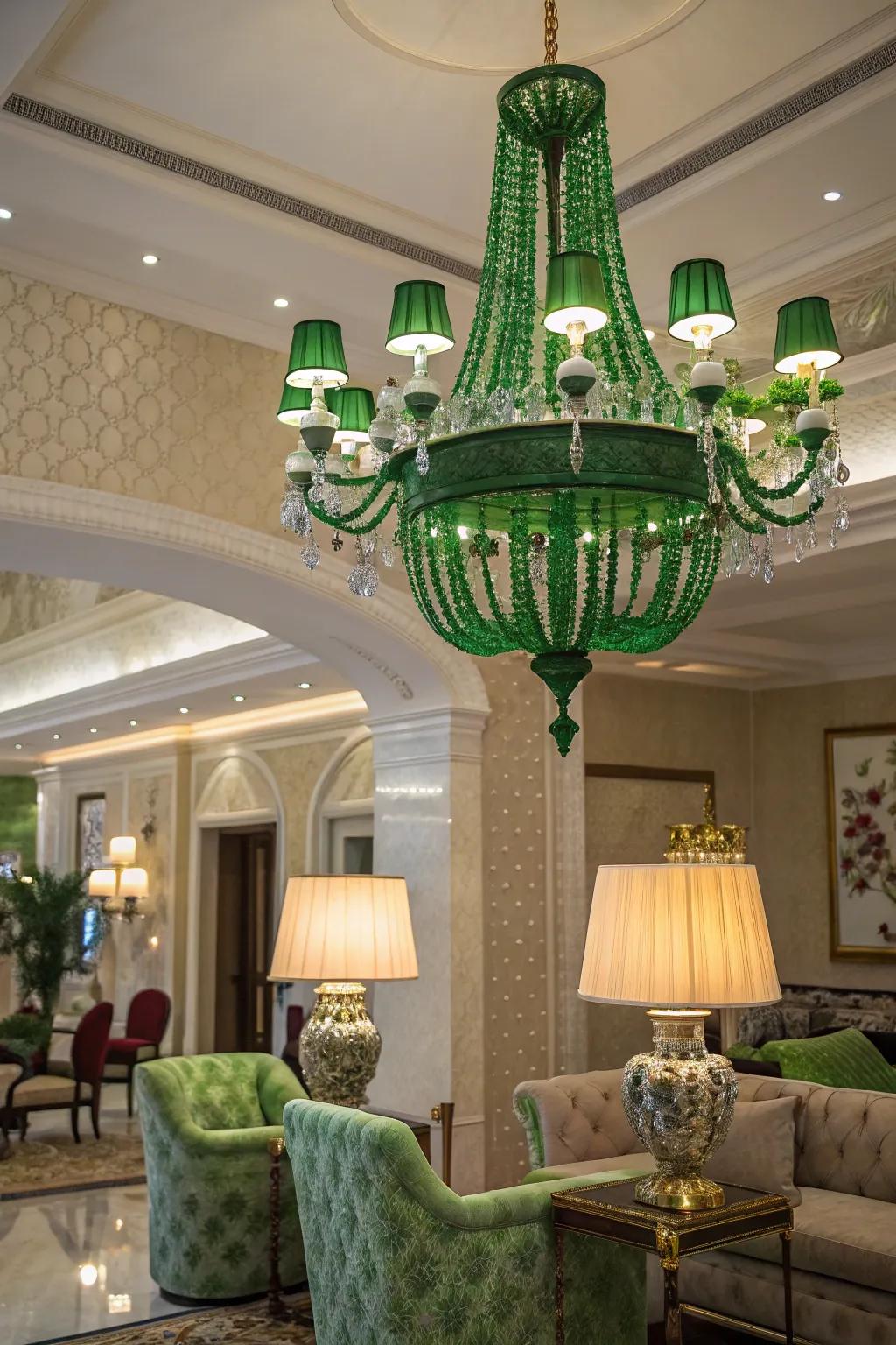 Green illumination accents can subtly highlight your room's furnishings.