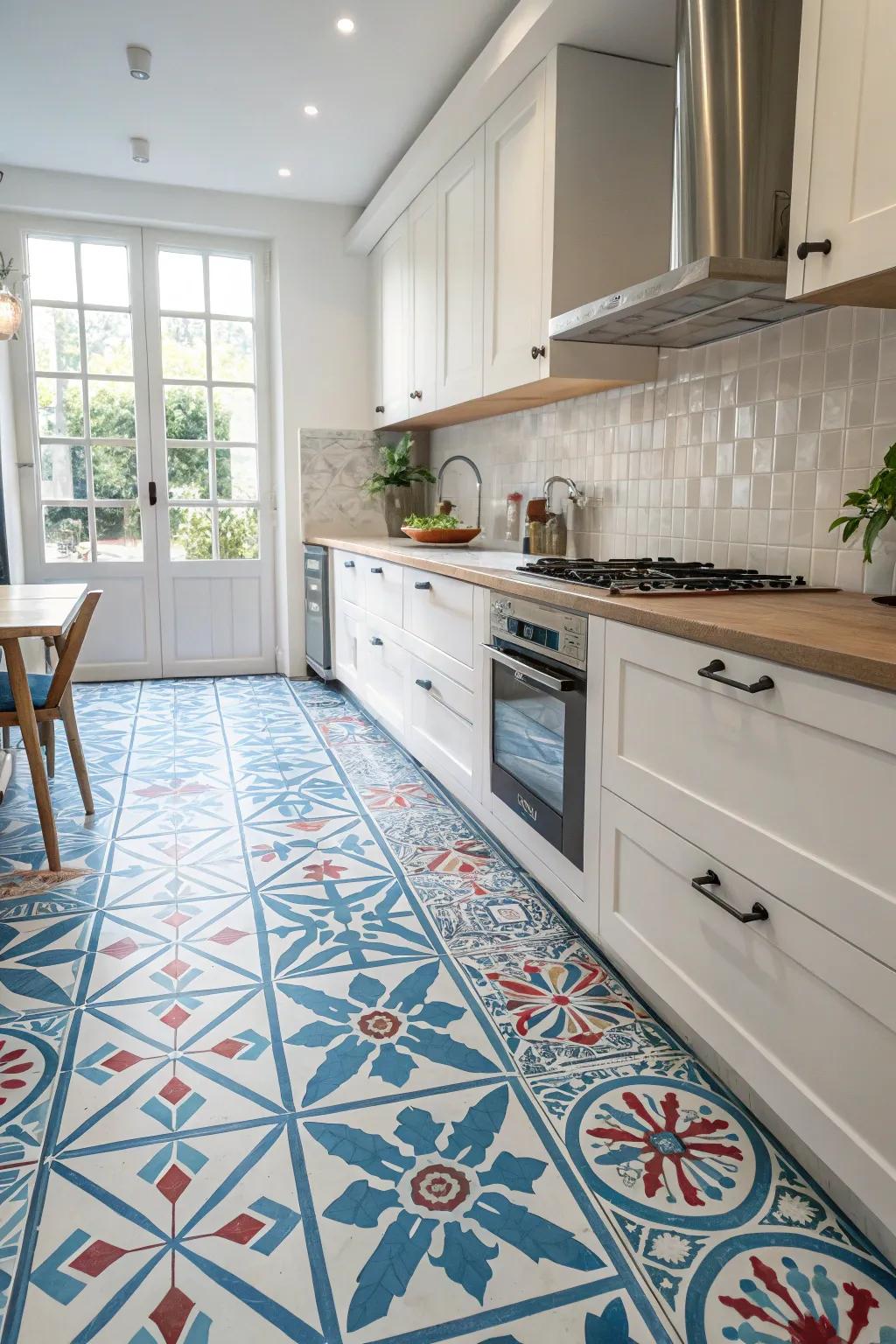 Striking surface tiles injecting persona into the kitchen