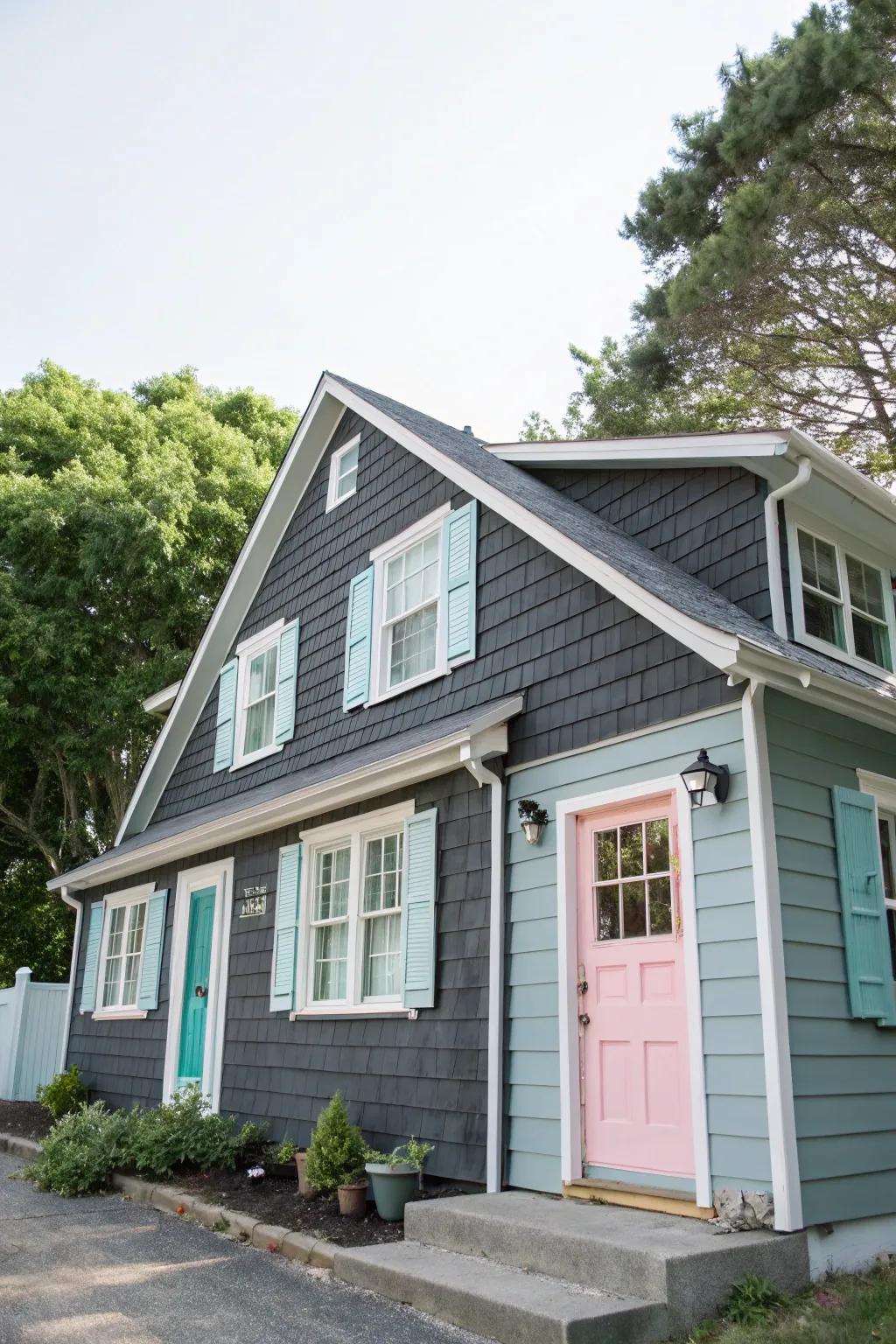 Pastel highlights contribute a playful element to anthracite grey.