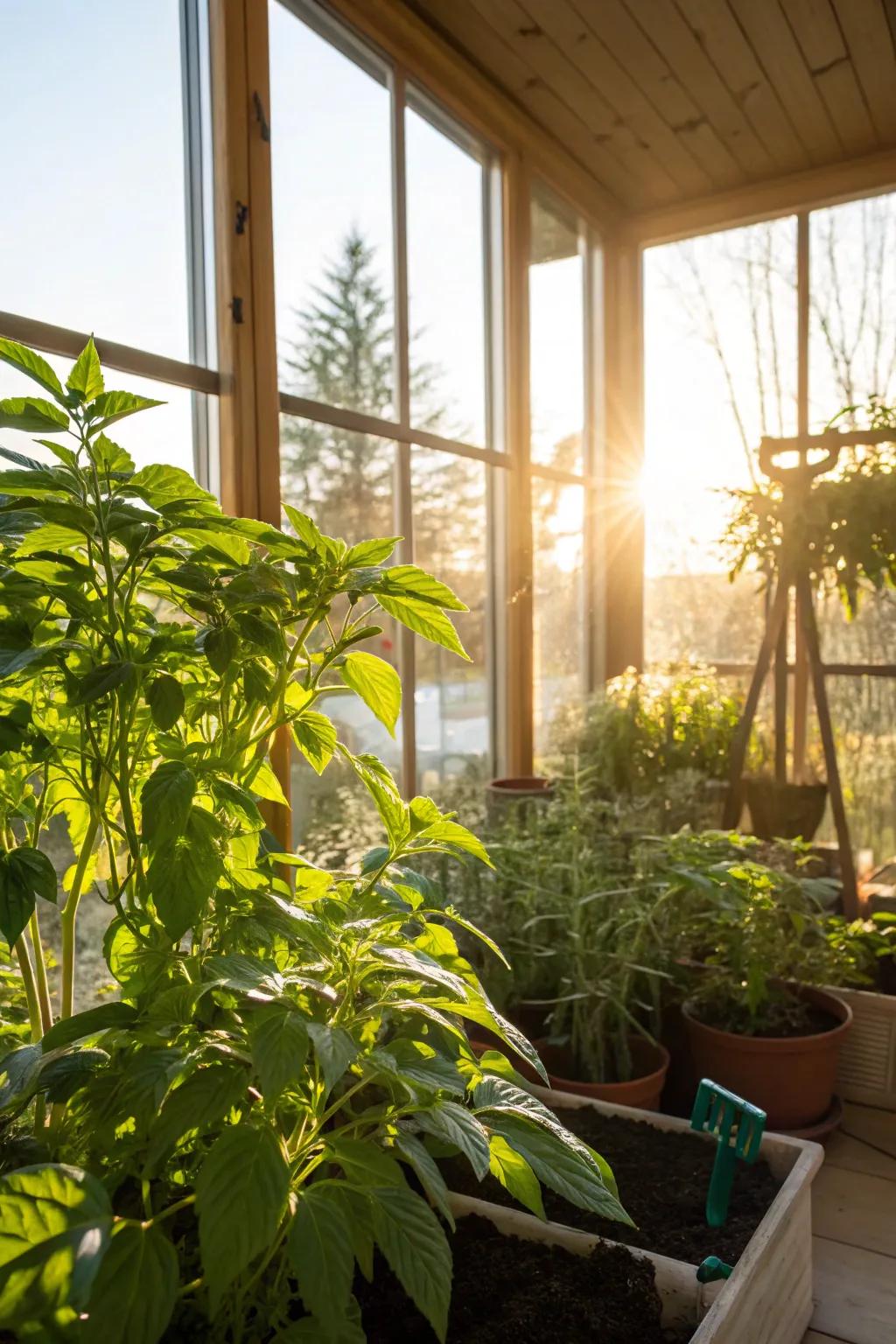 Natural light from windows improves plant growth in your indoor garden.