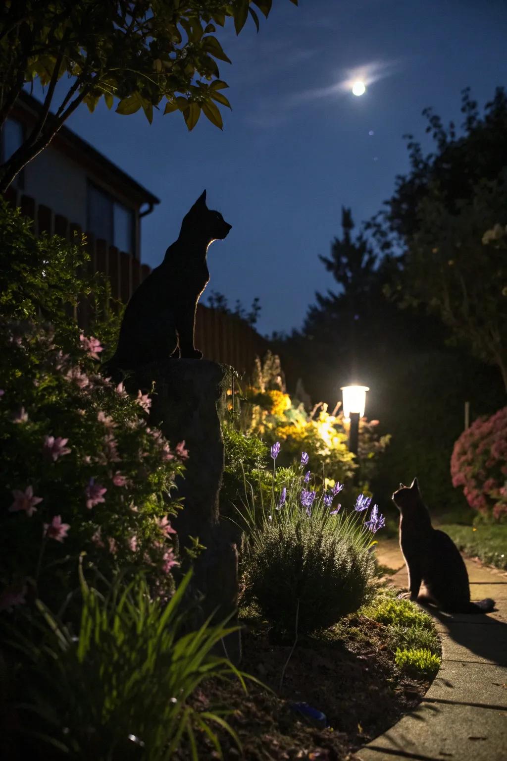 Ebon felines infuse a hint of enigma into your All Hallows’ Eve panorama.