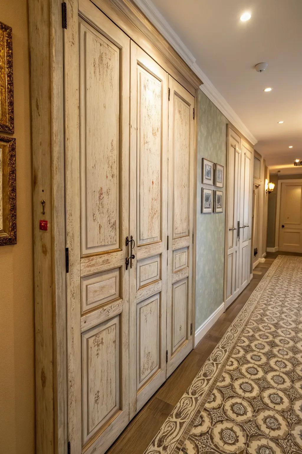 Embrace history with countryside vintage cupboard doors.