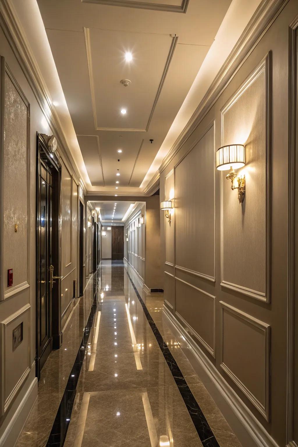 High-sheen coating appends opulence and vibrancy to your corridor.