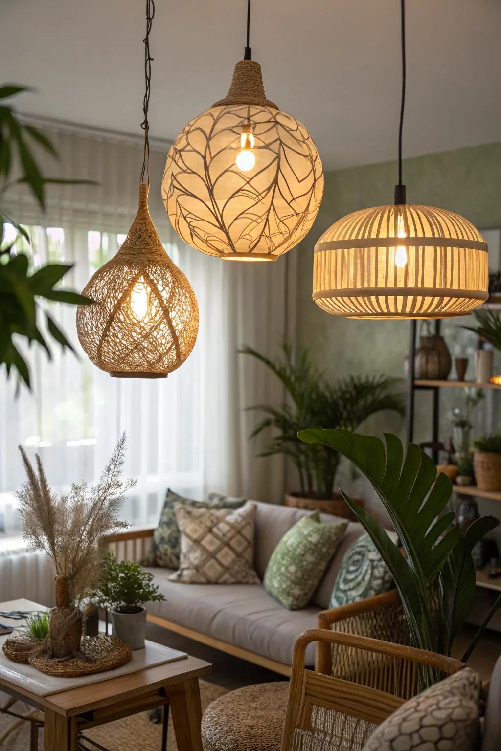 Nature-influenced lights for a tranquil retreat.
