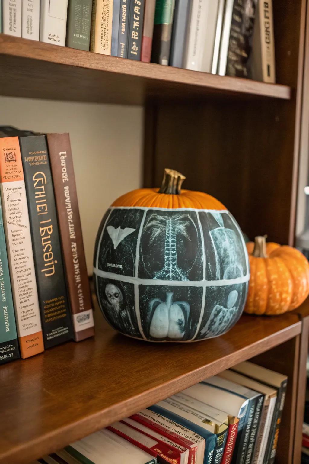 A radiology-themed pumpkin that introduces a scientific angle to your All Hallows' Eve decorations.