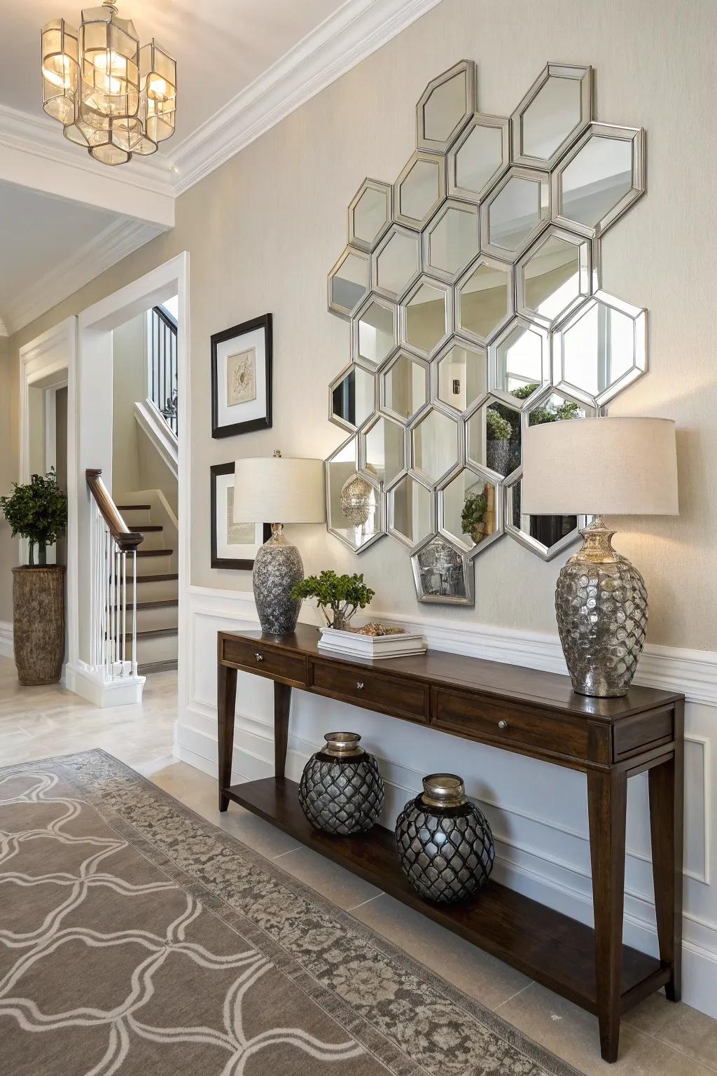 Reflective honeycombs create a stunning effect and enhance light.