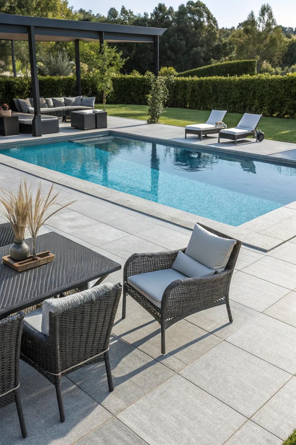 Invisible drains keep the deck dry without being noticed.