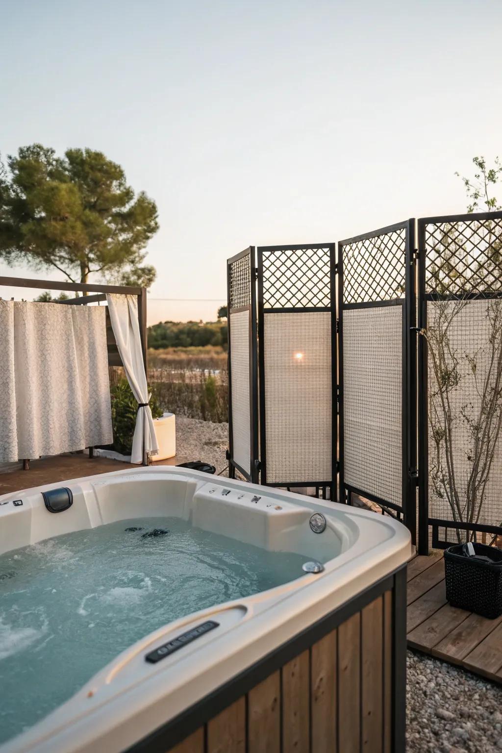 Movable screens offer adaptable privacy solutions.