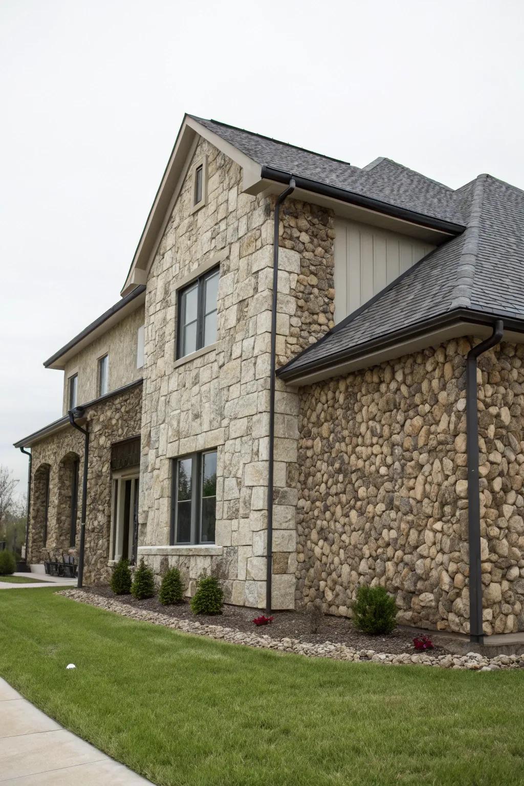A home with a blend of diverse rock styles.