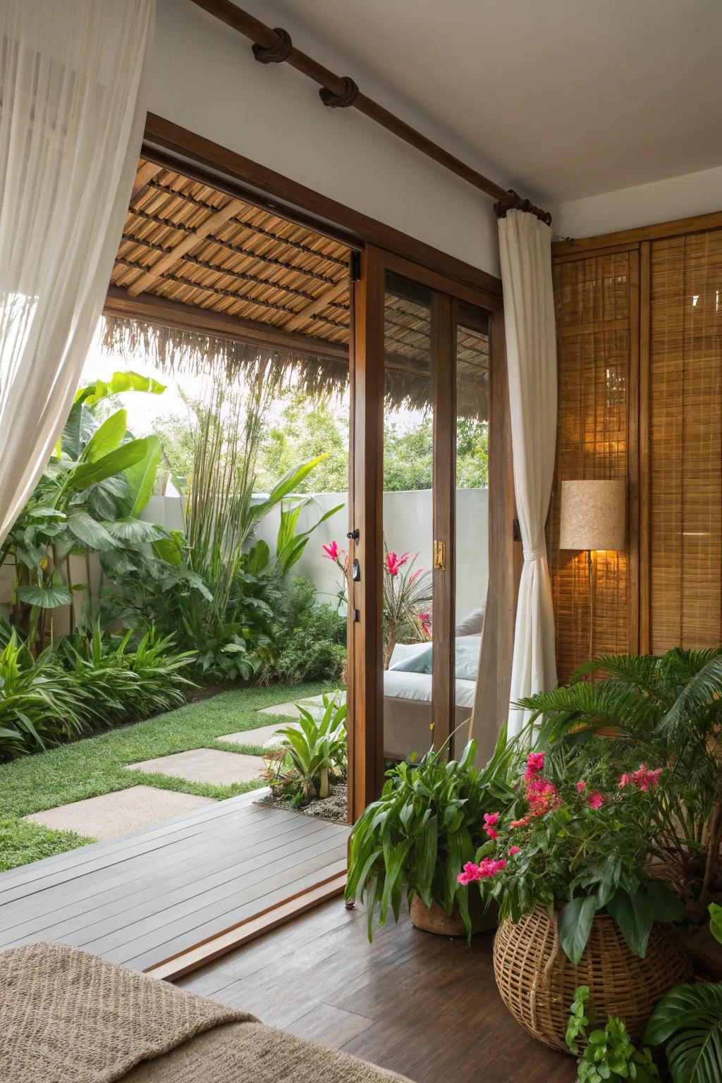Bamboo blinds offer a sustainable, stylish choice.