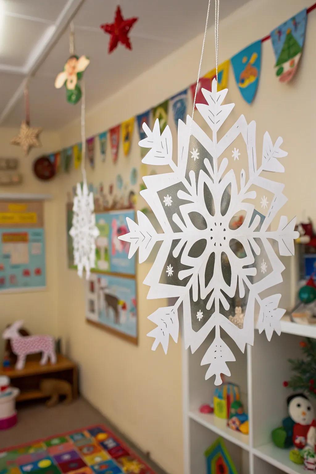 Snowflakes with animal themes add a touch of playfulness to your decor.