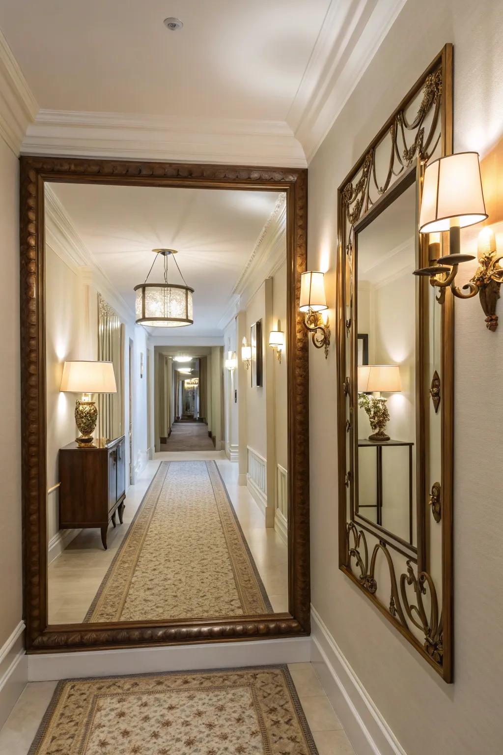 Luminosity enhances the reflective beauty of mirrors.