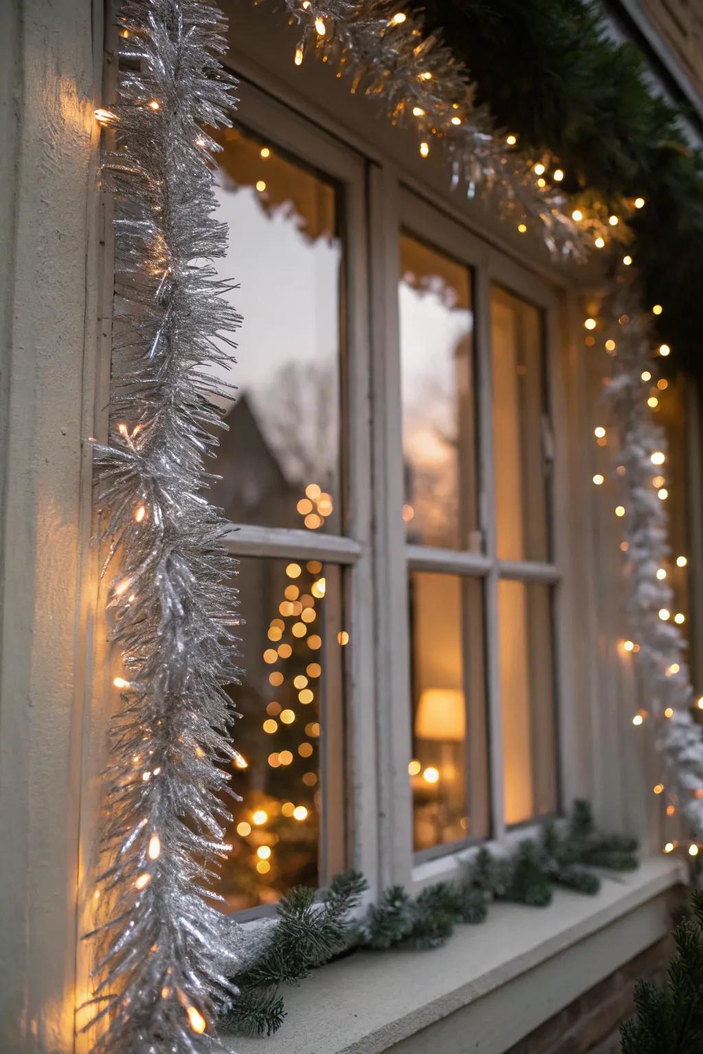 A window exquisitely highlighted using sparkle ribbon.