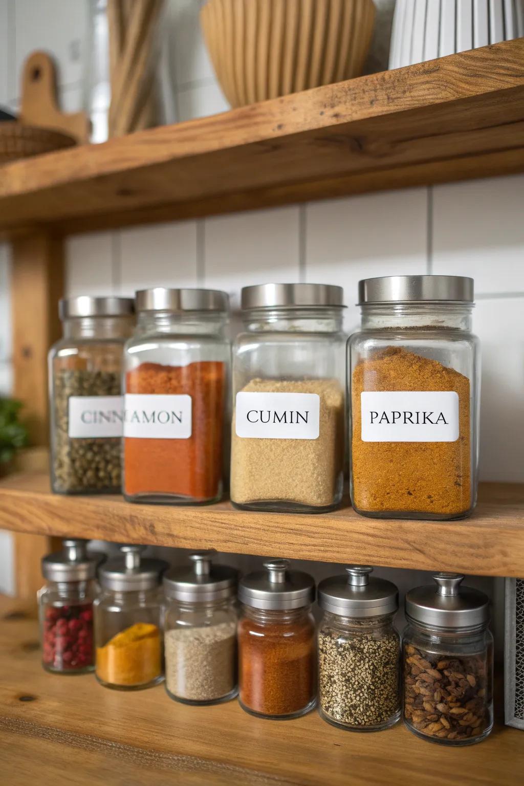 Upcycled containers deliver a sustainable and stylish method for storing spices.