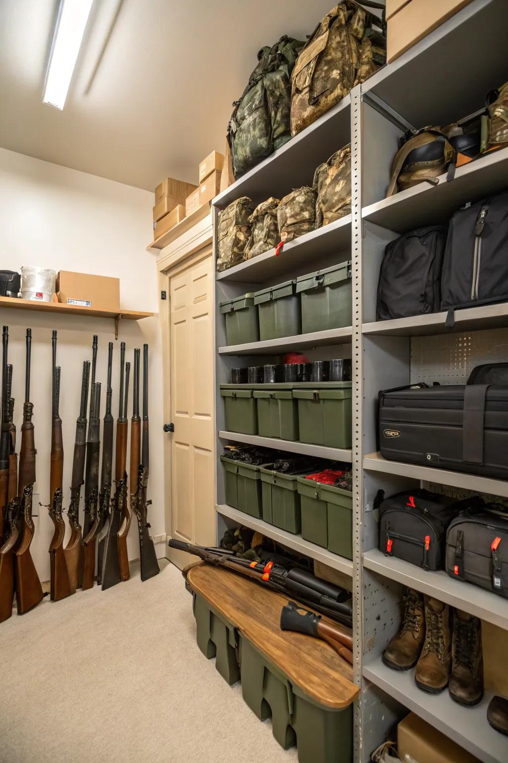 Vertical storage maximizes space efficiency.