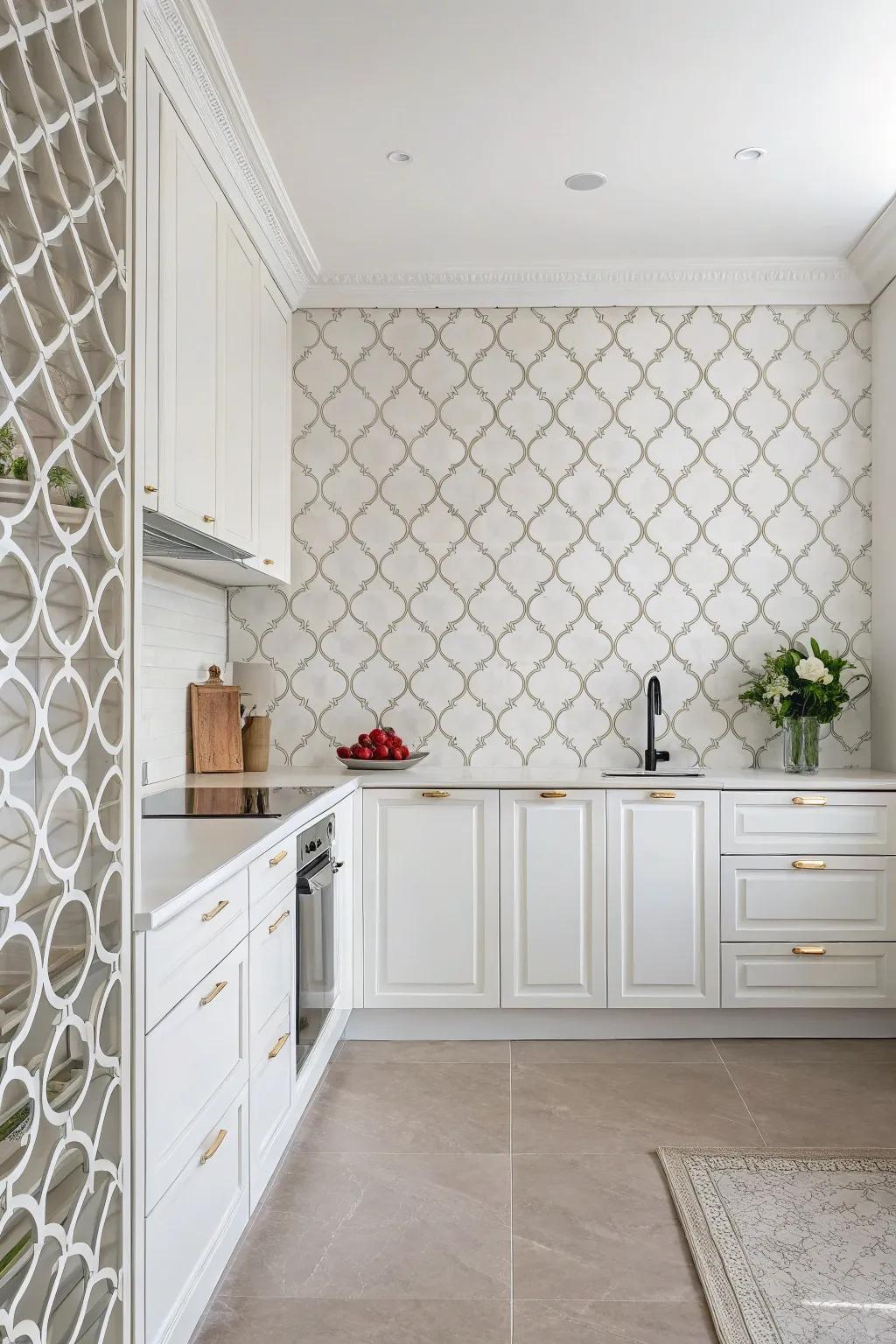 Monochrome lattice wall conveying subtle elegance.