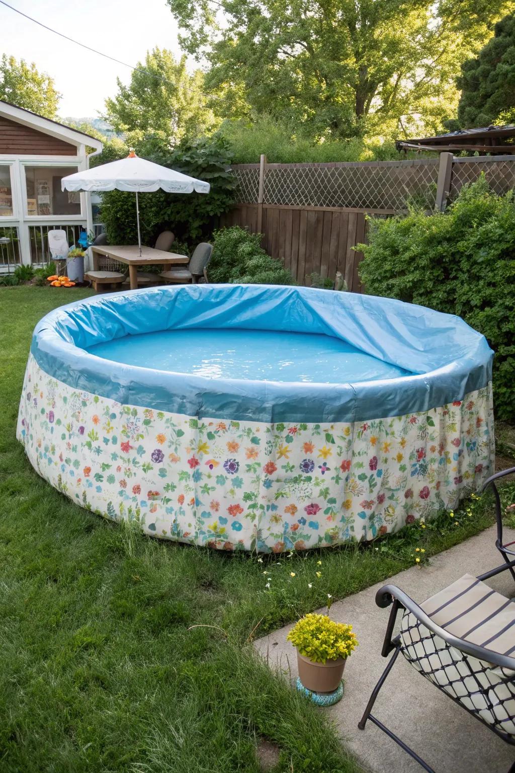 A creative pool shield for a spotless and chic aesthetic.