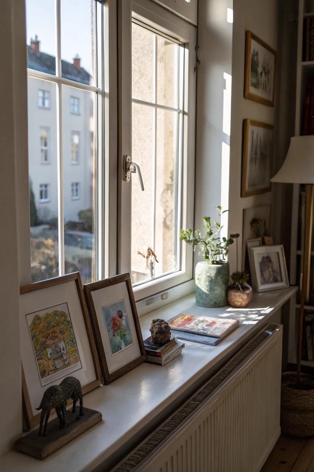 Create a gallery-like feel with art displayed on your window sill.