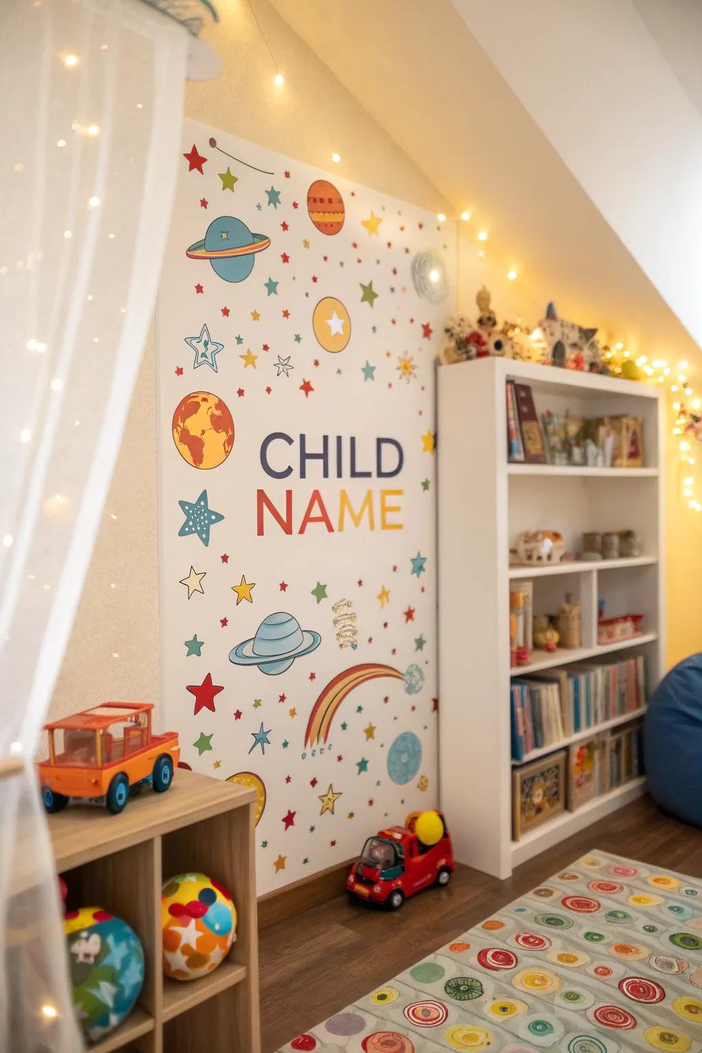 A playroom that feels uniquely tailored through personalized wall decoration designs.