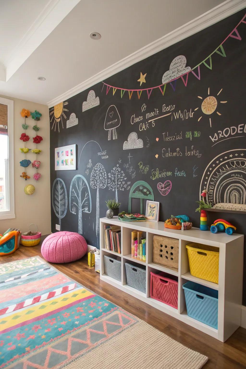 Chalkboard surfaces promote creativity and change.