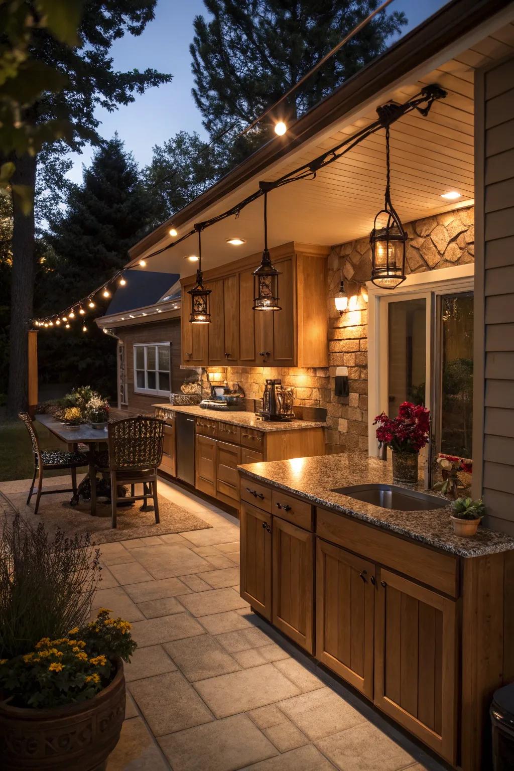 Adjustable ambiance with dimmable track lighting.