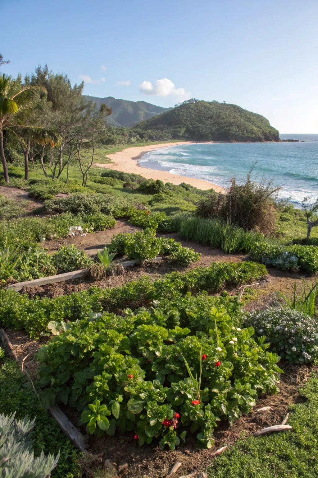Blend aesthetics with practicality in an edible island garden.