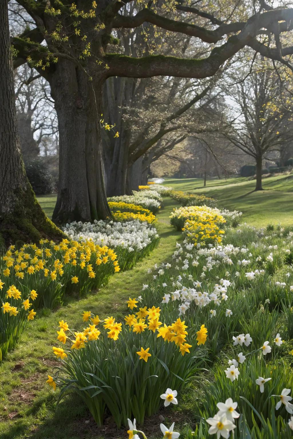 A vibrant carpet of <strong>golden trumpets</strong> blooming beneath the shade of trees.” loading=”lazy” class=”pimg”>
	</picture><figcaption>A vibrant carpet of <strong>golden trumpets</strong> blooming beneath the shade of trees.</figcaption></figure>
<p>Brighten up the space beneath trees by planting <strong>golden trumpets</strong> and other small seeds. Over time, they’ll design a stunning carpet of color that enlivens the shade.</p>
<h3>A few choices to try:</h3>
<ul class=