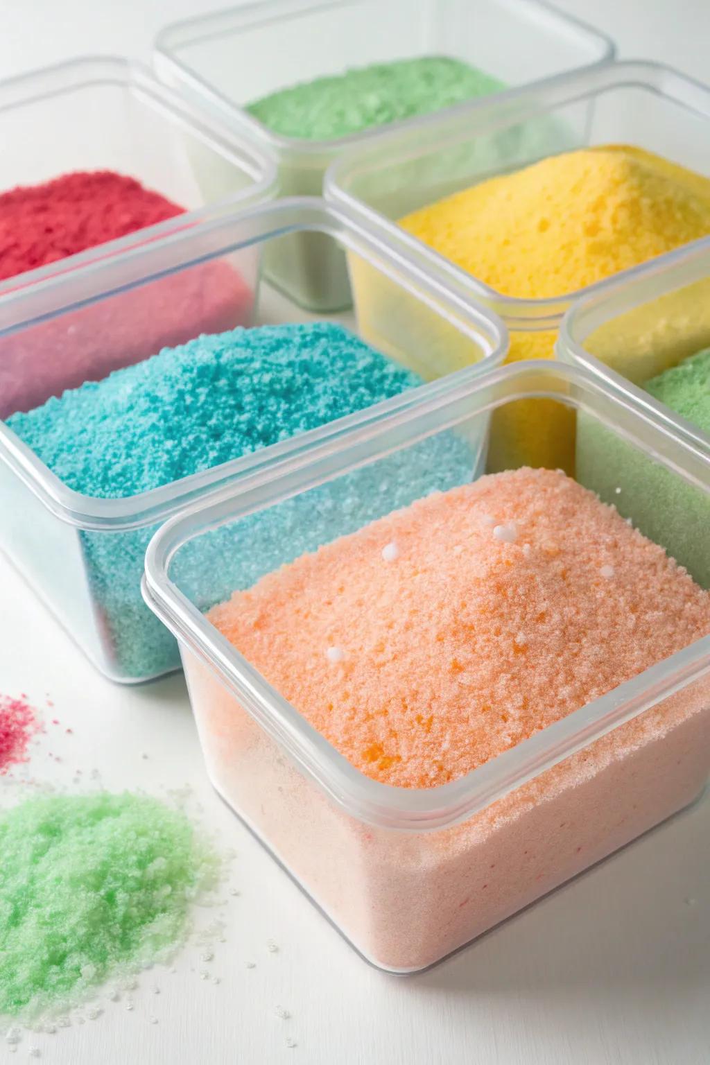 Clear acrylic containers keep your laundry supplies visible and fresh.