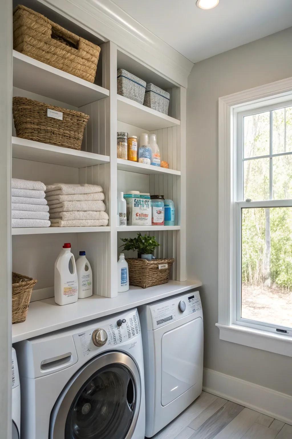 Built-in racks deliver clever storage answers.