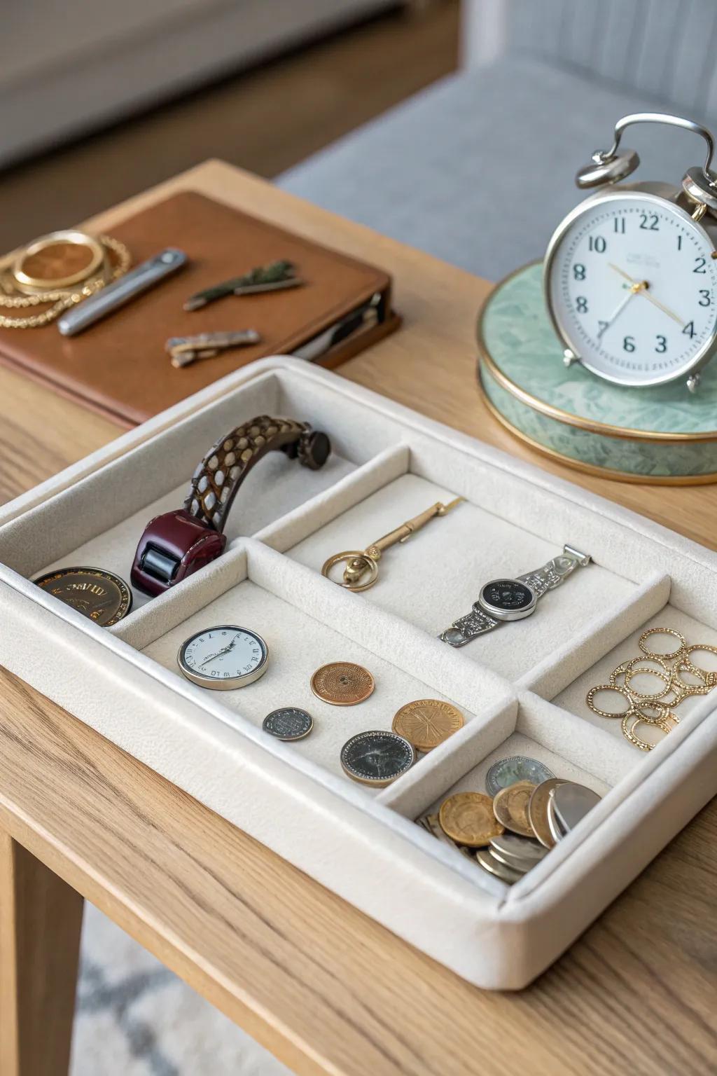 Serving trays deliver a blend of elegance and tidiness to side tables.