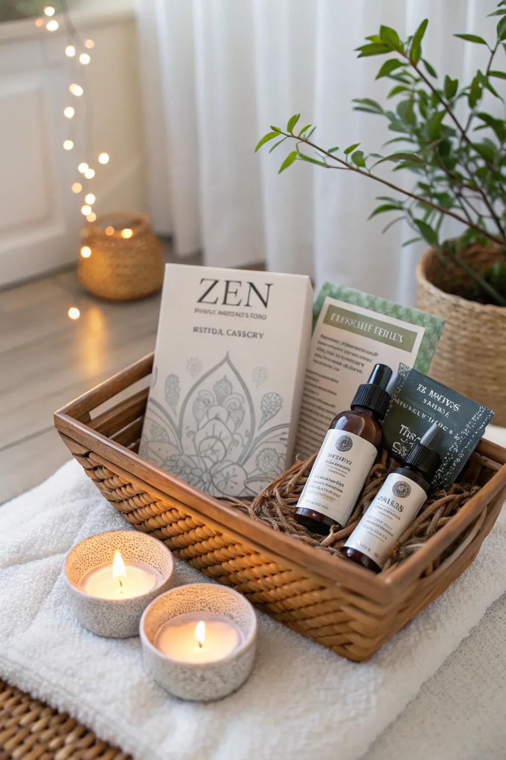 Peaceful Mind: Tranquility and mindfulness in a basket.