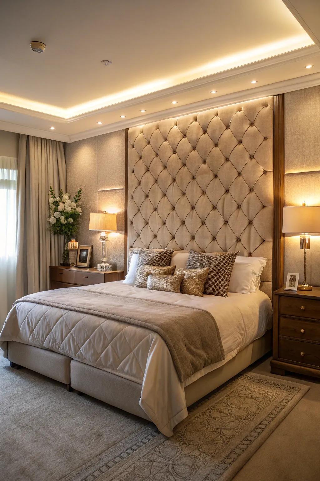 Cushioned walls add comfort and luxury to the room.