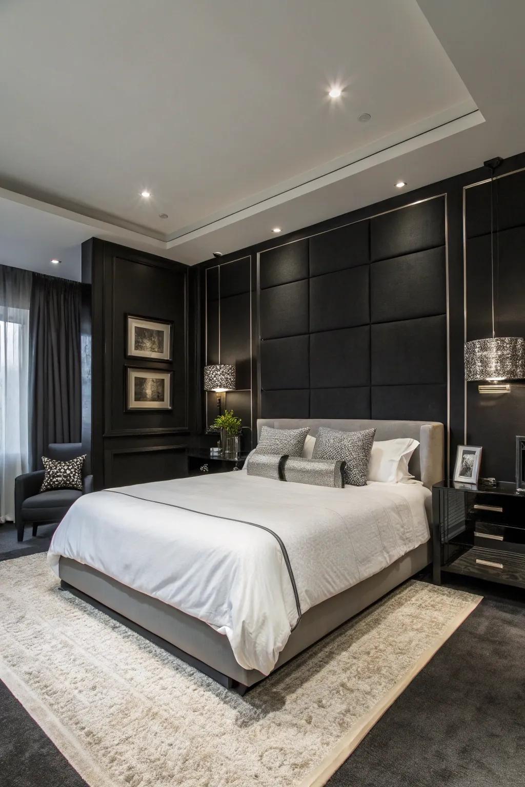 Black walls compose an intrepid style pitch.