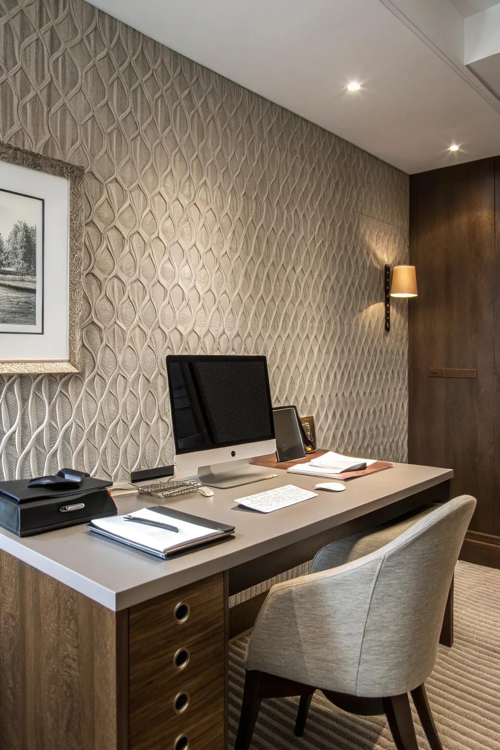 An emphasized wall brings visual interest and a distinctive element to your office.