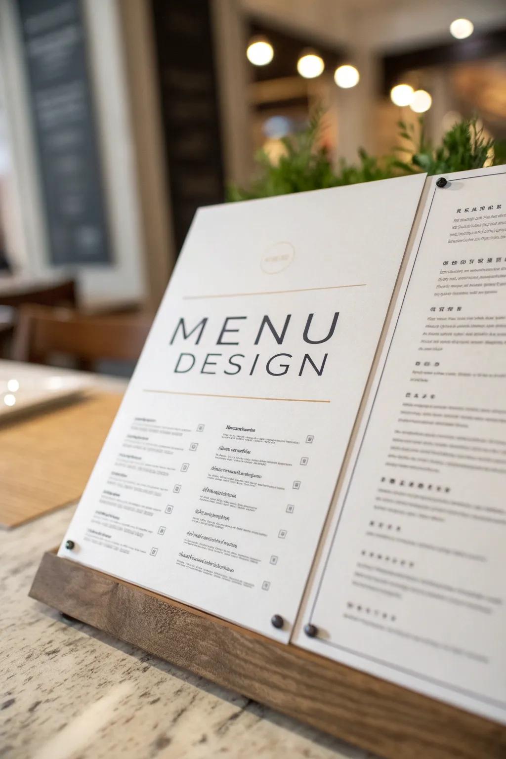 Open space: the often unacknowledged key to a neat, inviting menu.