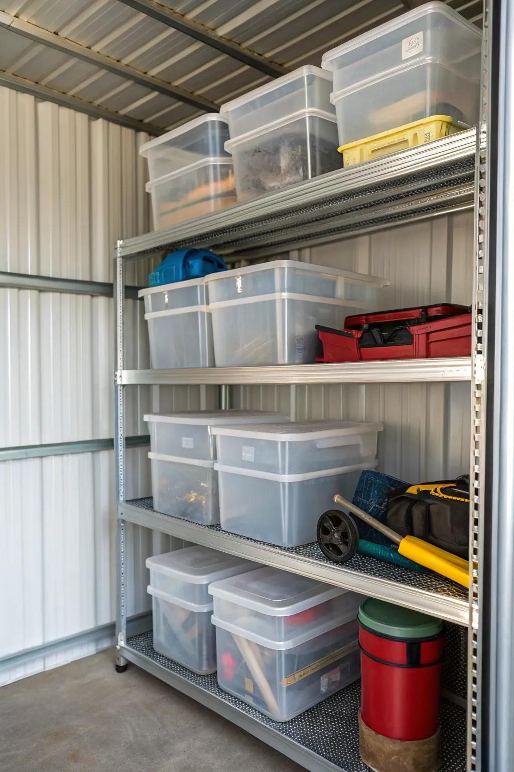 Clear containers render contents visible and easy to access.