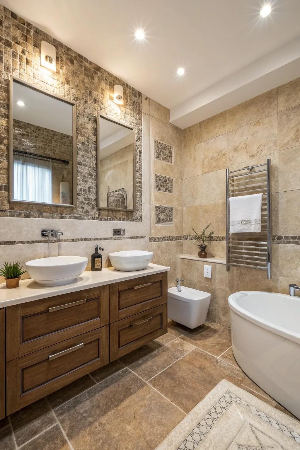 Natural materials bring texture and depth to the bathroom.
