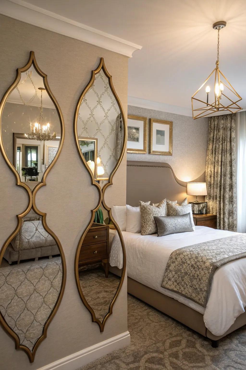 Accent reflectors in unique configurations serve as striking artistic pieces.