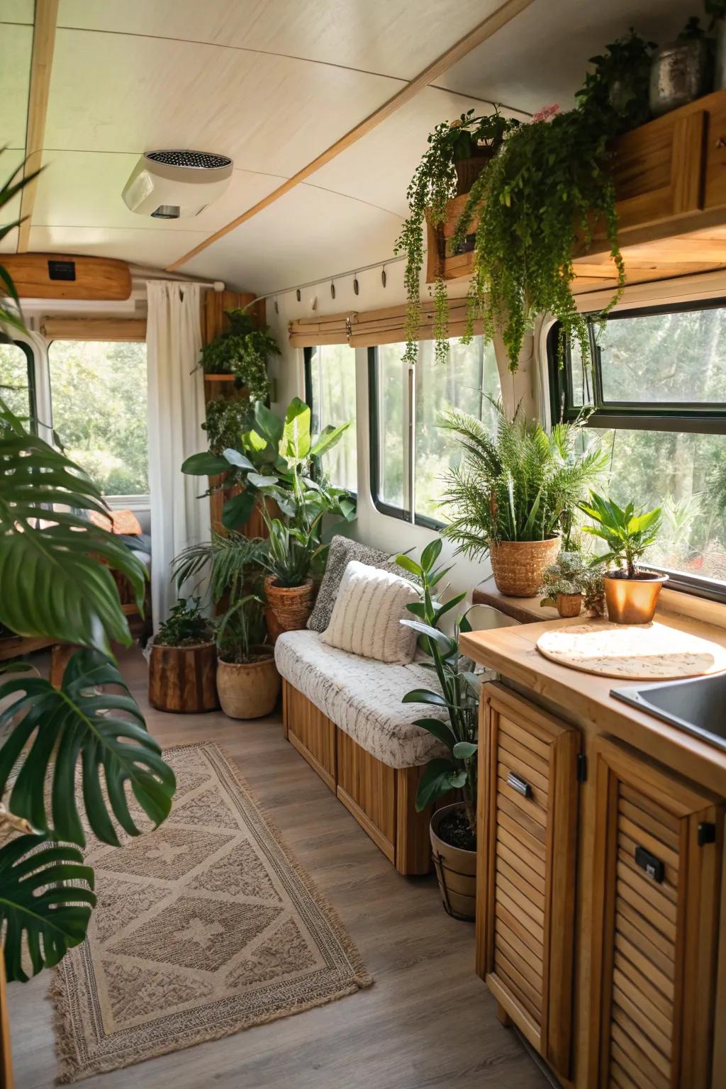 Organic aspects such as flora and timber add warmth and vitality to your home.