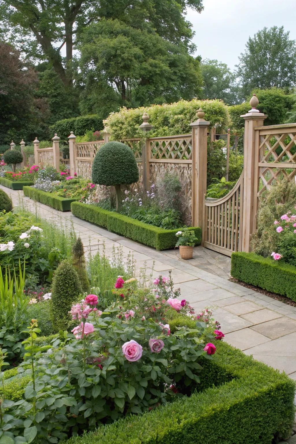 Privacy aspects contribute intimacy and style to a garden space.