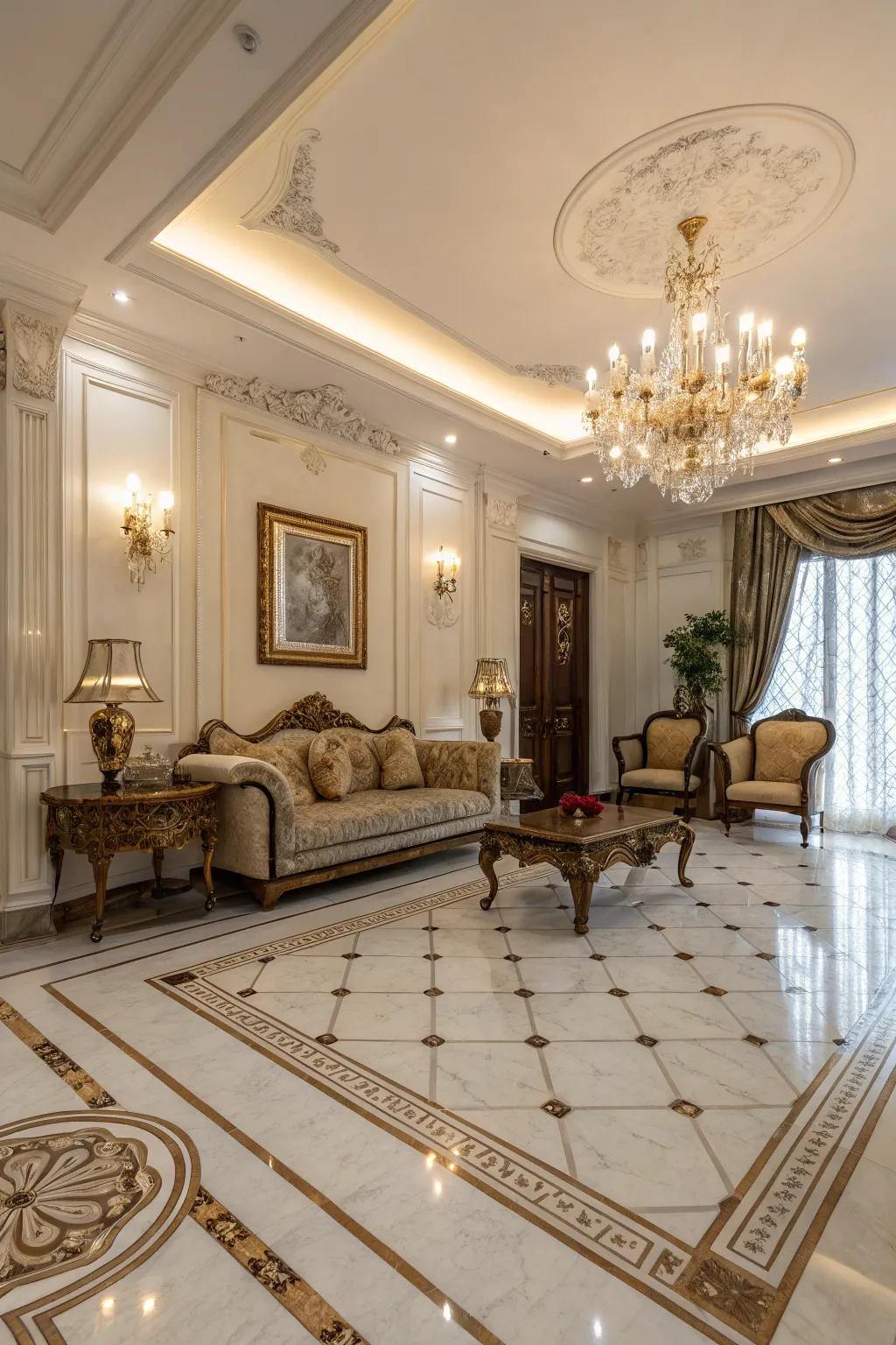 Add luxury with elegant marble flooring.