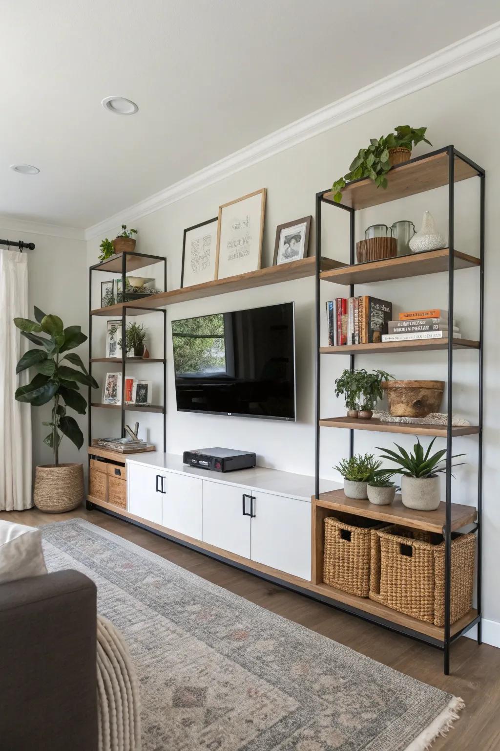 Sectional assemblies deliver pliability and current design inside a media wall.